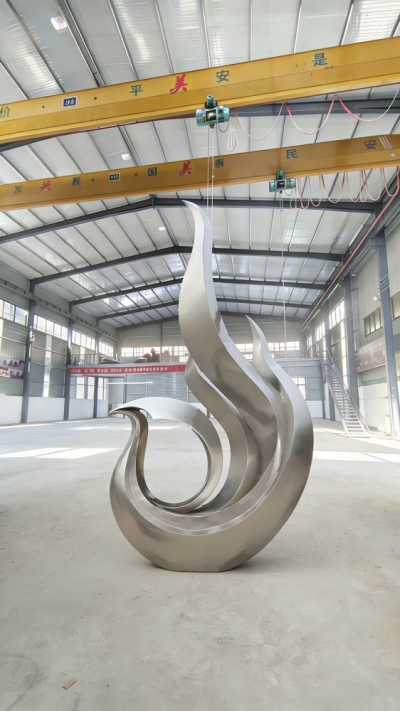 抽象不銹鋼鳳凰雕塑 (10)