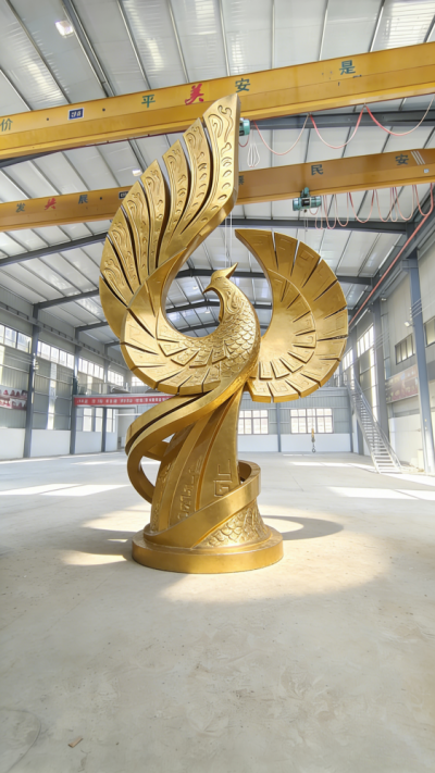 抽象不銹鋼鳳凰雕塑 (12)