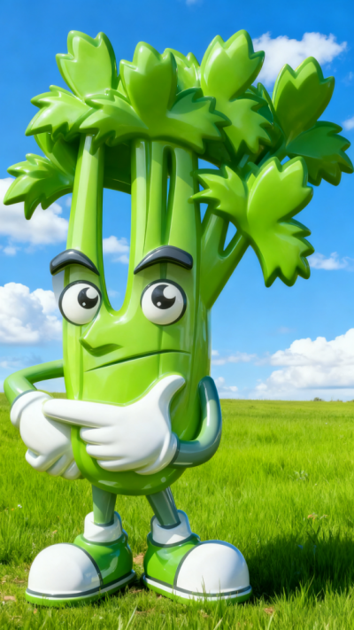 卡通芹菜雕塑公仔