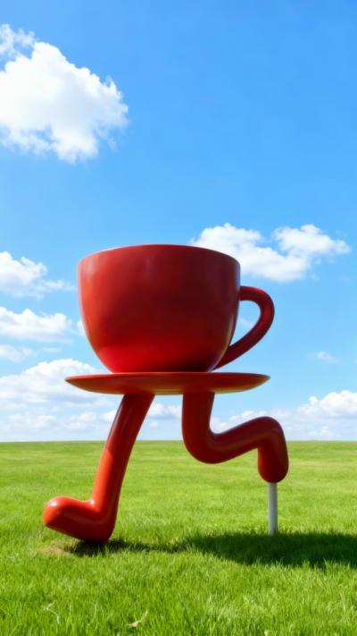 行走的杯子，玻璃鋼卡通咖啡杯雕塑 (15)