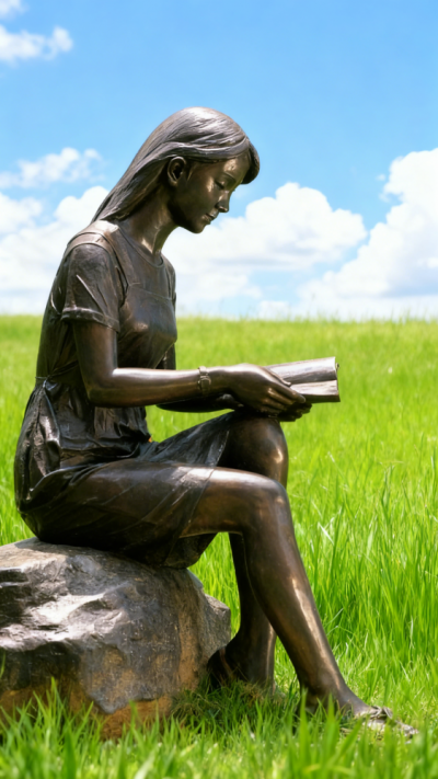 看書(shū)女人銅雕塑