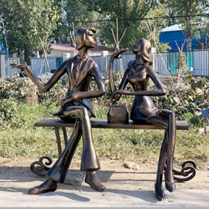 情侶座椅人玻璃鋼仿銅抽象人物