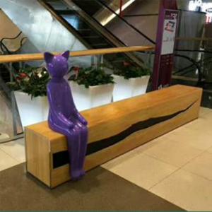 小貓長(zhǎng)凳子坐凳 玻璃鋼商場(chǎng)美陳