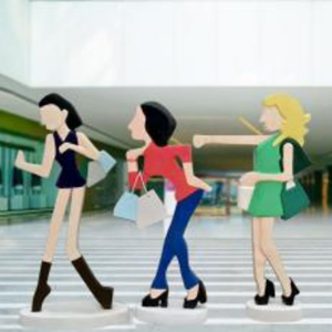 購(gòu)物女三人 玻璃鋼商場(chǎng)美陳 剪影