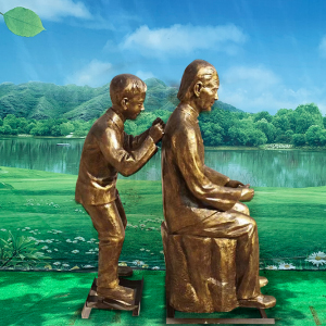 玻璃鋼仿銅小孩給奶奶捶背