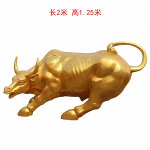 華爾街牛 玻璃鋼噴金漆金牛雕塑