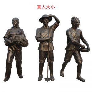 仿銅玻璃鋼抱麥子-眺望-播種人物