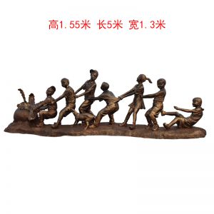 玻璃鋼拔蘿卜人物仿銅小孩孩童