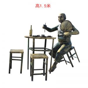 仿銅吃飯人物 玻璃鋼