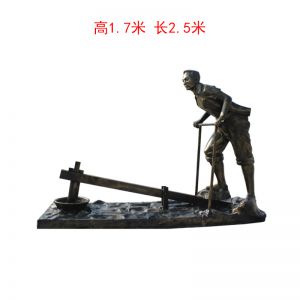玻璃鋼仿銅 踩水車 民俗生活人物