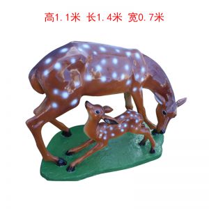 母子梅花鹿玻璃鋼